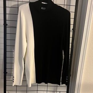 Chico's Black and White Turtleneck Sweater